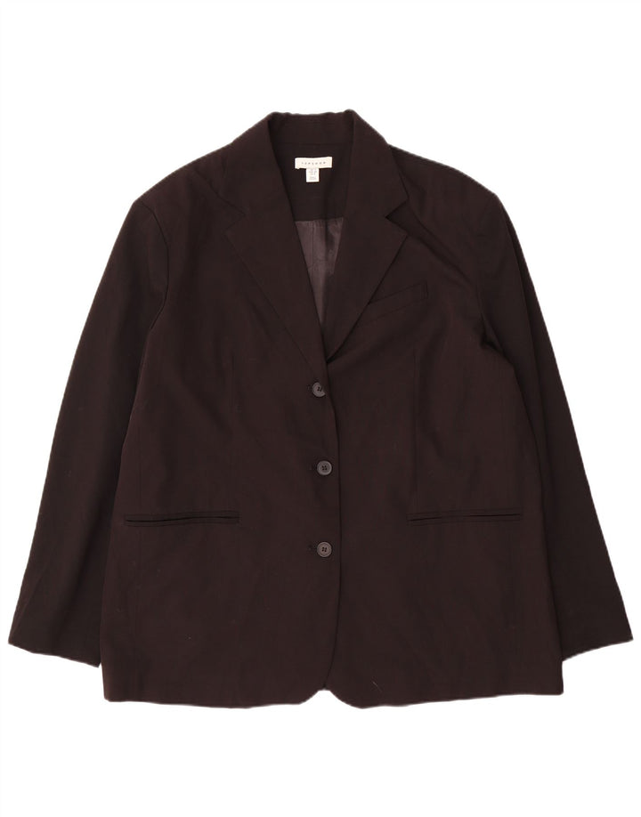Topshop Womens 3 Button Oversized Blazer Jacket UK 12 Medium Black