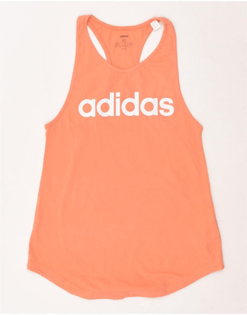 ADIDAS Womens Graphic Vest Top UK 4 -6 XS Orange Cotton | Vintage Adidas | Thrift | Second-Hand Adidas | Used Clothing | Messina Hembry 