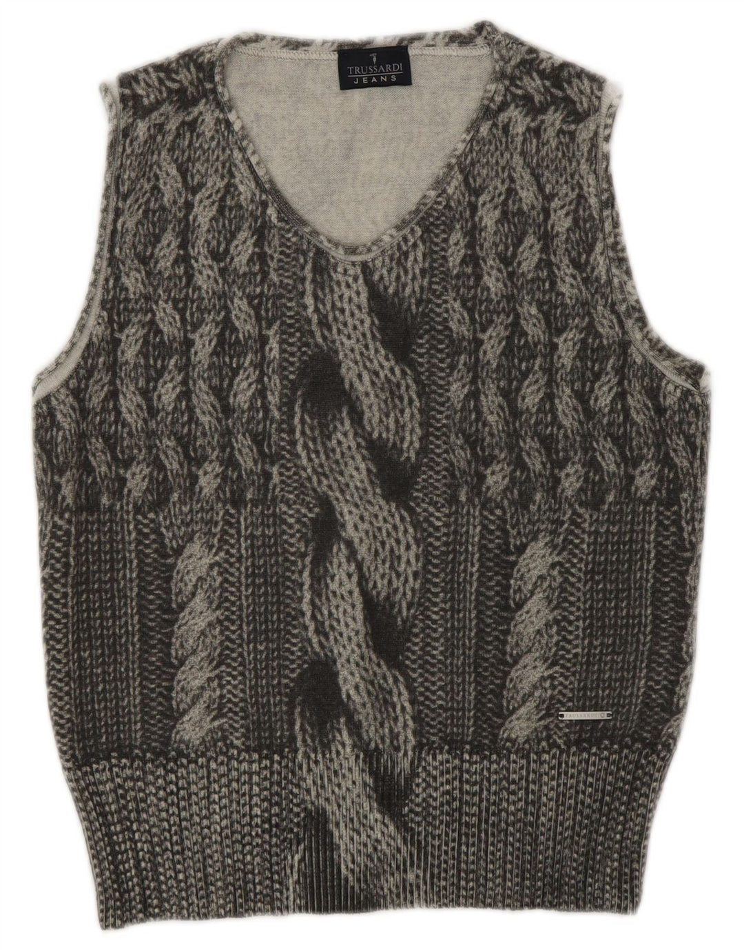 Trussardi Jeans Womens Vest Tank Top UK 12 Medium Grey Wool