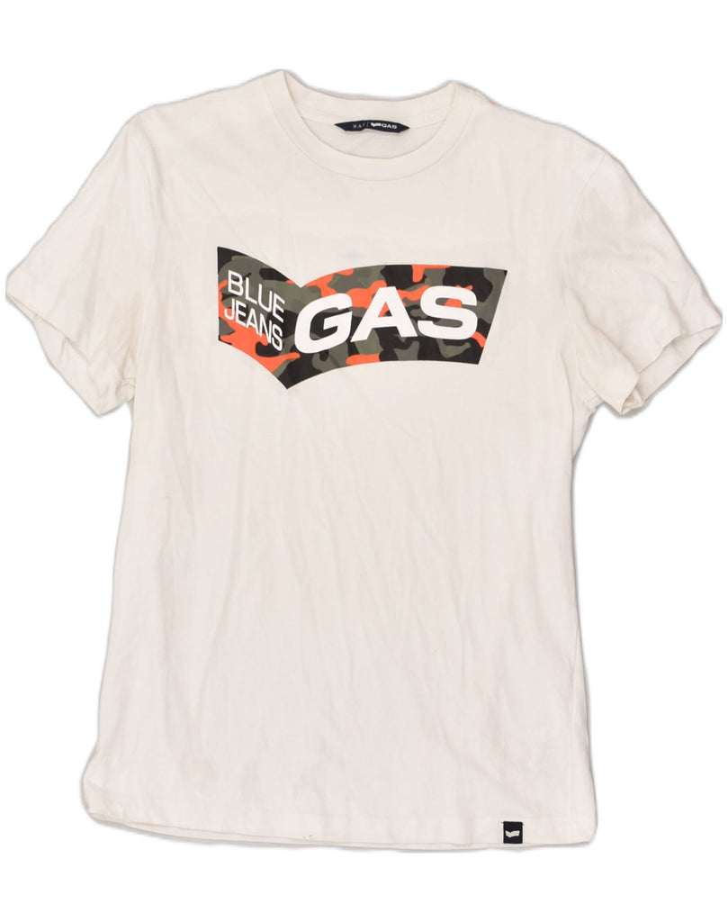 GAS Mens Graphic T-Shirt Top XS White Cotton | Vintage Gas | Thrift | Second-Hand Gas | Used Clothing | Messina Hembry 