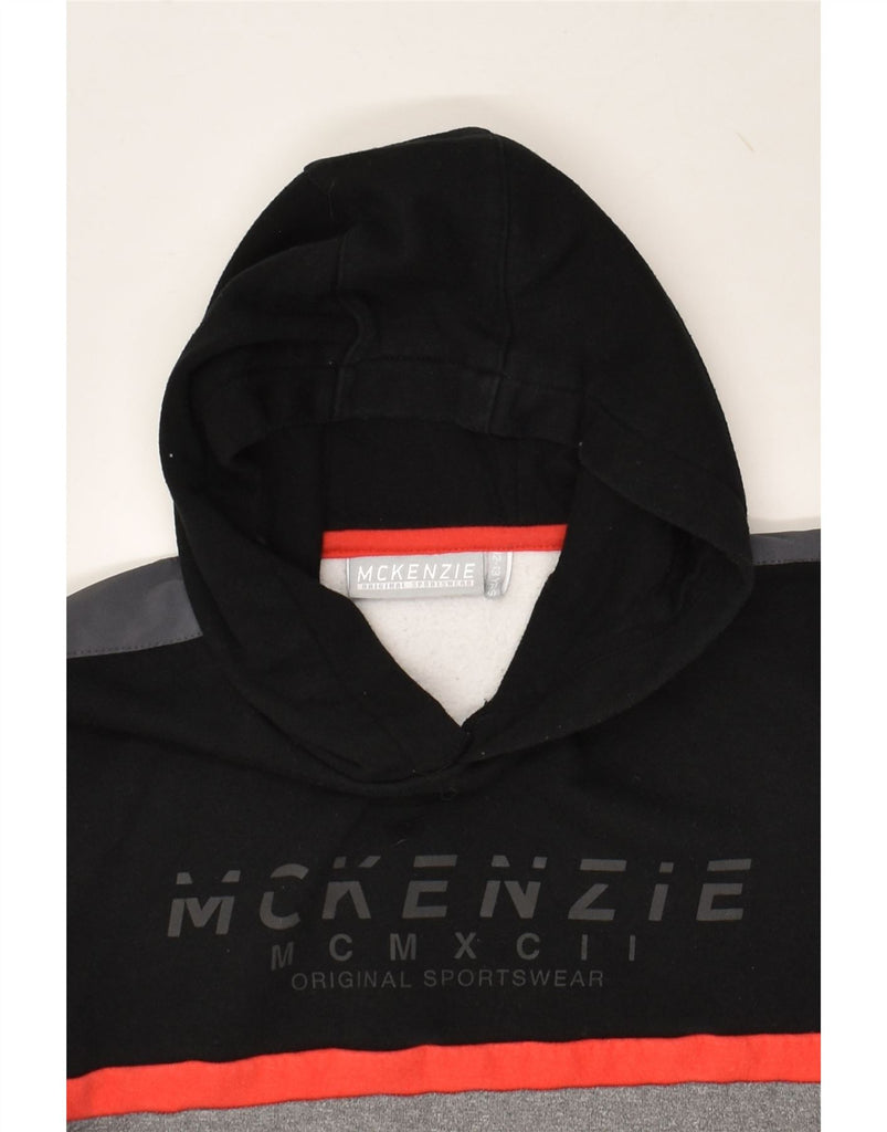 MCKENZIE Boys Graphic Hoodie Jumper 12-13 Years Black Colourblock | Vintage Mckenzie | Thrift | Second-Hand Mckenzie | Used Clothing | Messina Hembry 