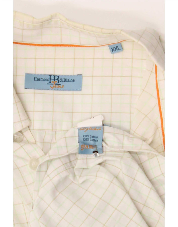 Harmont & Blaine Mens Shirt 2XL Off White Check Cotton