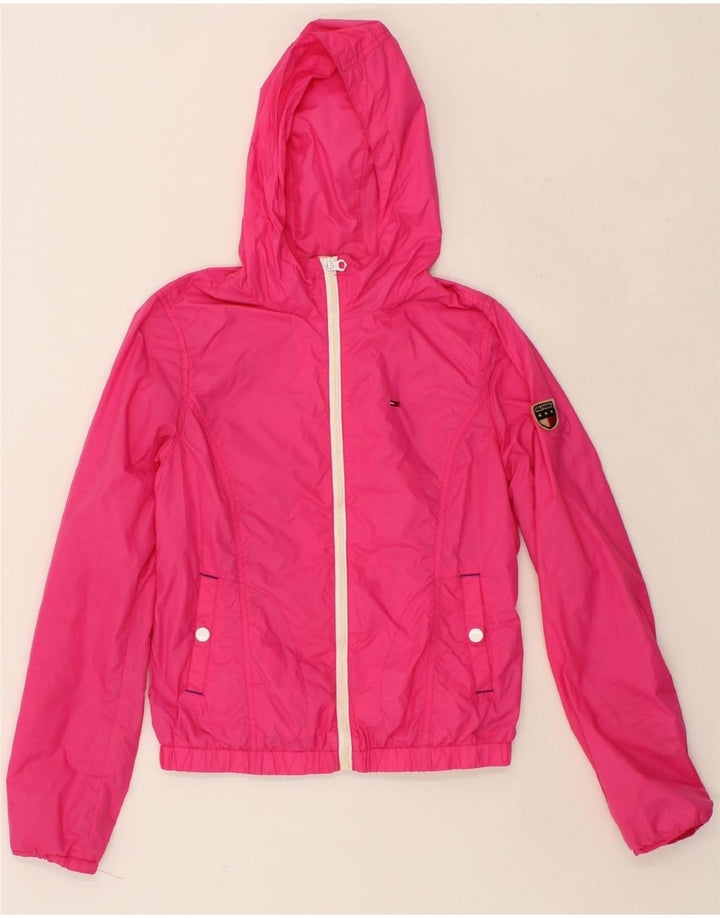 TOMMY HILFIGER Womens Hooded Rain Jacket UK 10 Small Pink Nylon Vintage Tommy Hilfiger and Second-Hand Tommy Hilfiger from Messina Hembry 
