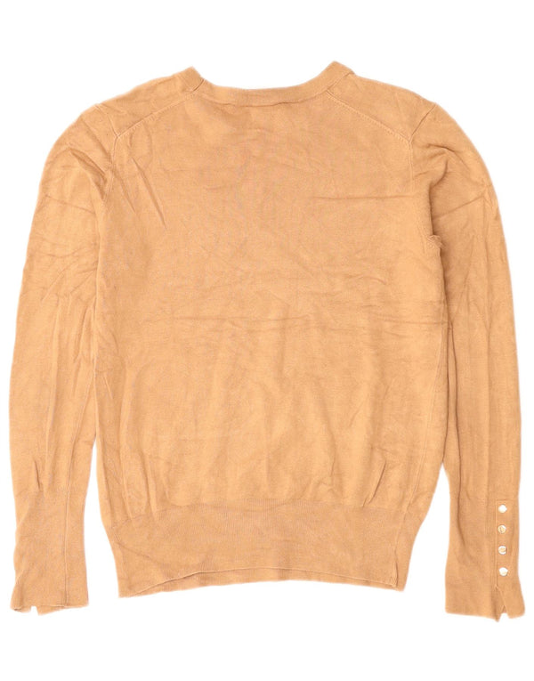 ZARA Womens Boat Neck Jumper Sweater UK 12 Medium Brown Viscose