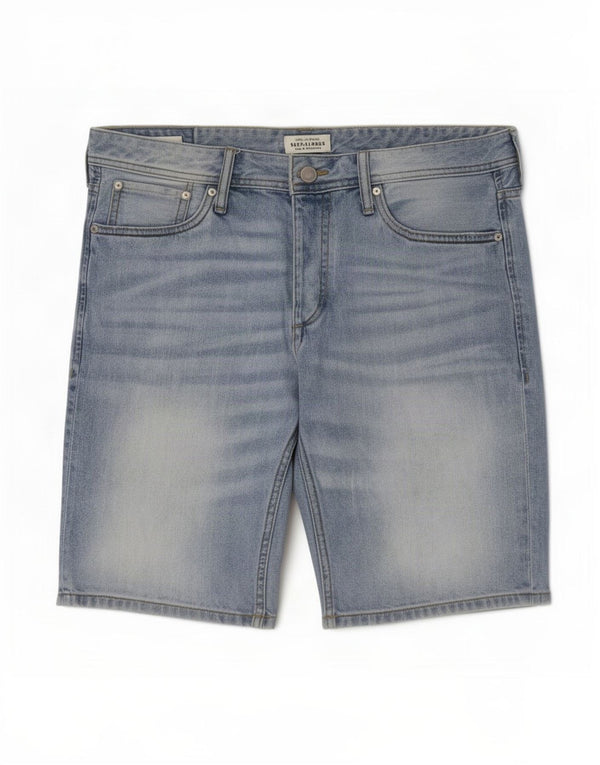 Jack & Jones Mens Regular Fit Denim Shorts Large W36 Blue Cotton