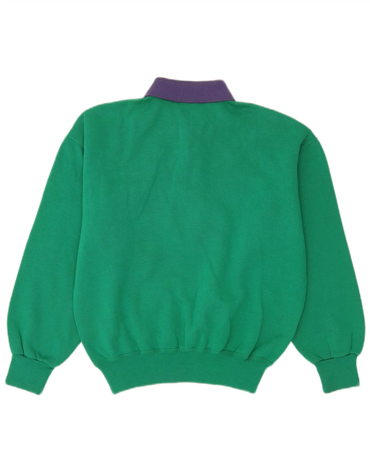 Sergio Tacchini Mens Polo Neck Sweatshirt Jumper Small Green Colourblock