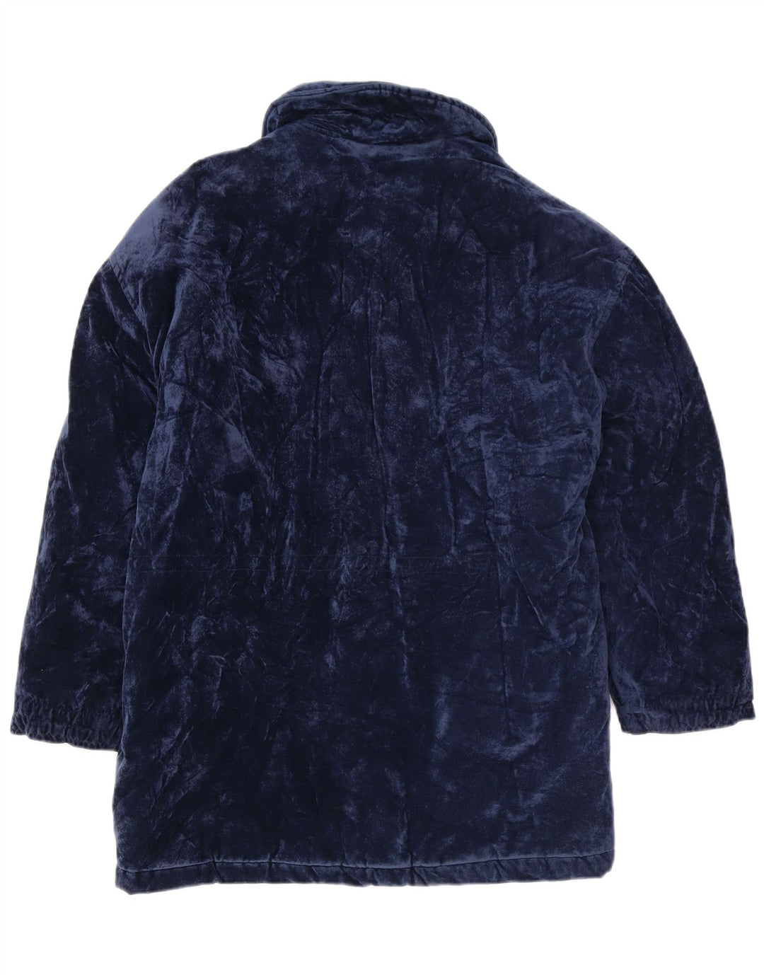 Vintage Womens Oversized Velvet Windbreaker Coat UK 14 Medium Navy Blue