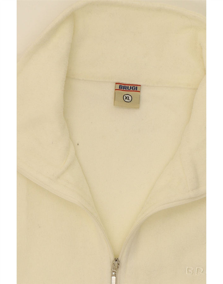 BRUGI Mens Zip Neck Fleece Jumper XL Beige Polyester Vintage Brugi and Second-Hand Brugi from Messina Hembry 