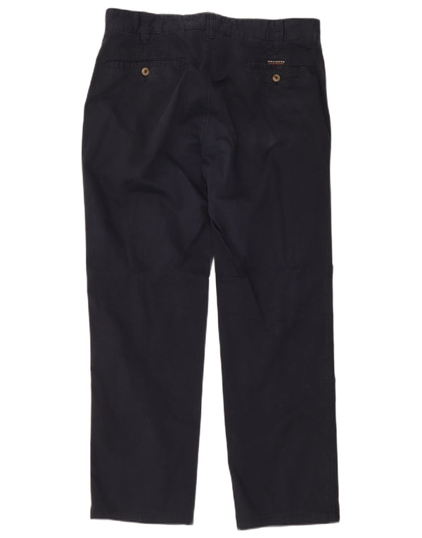 Navigare Mens Straight Chino Trousers IT 52 XL W36 L30 Navy Blue Cotton