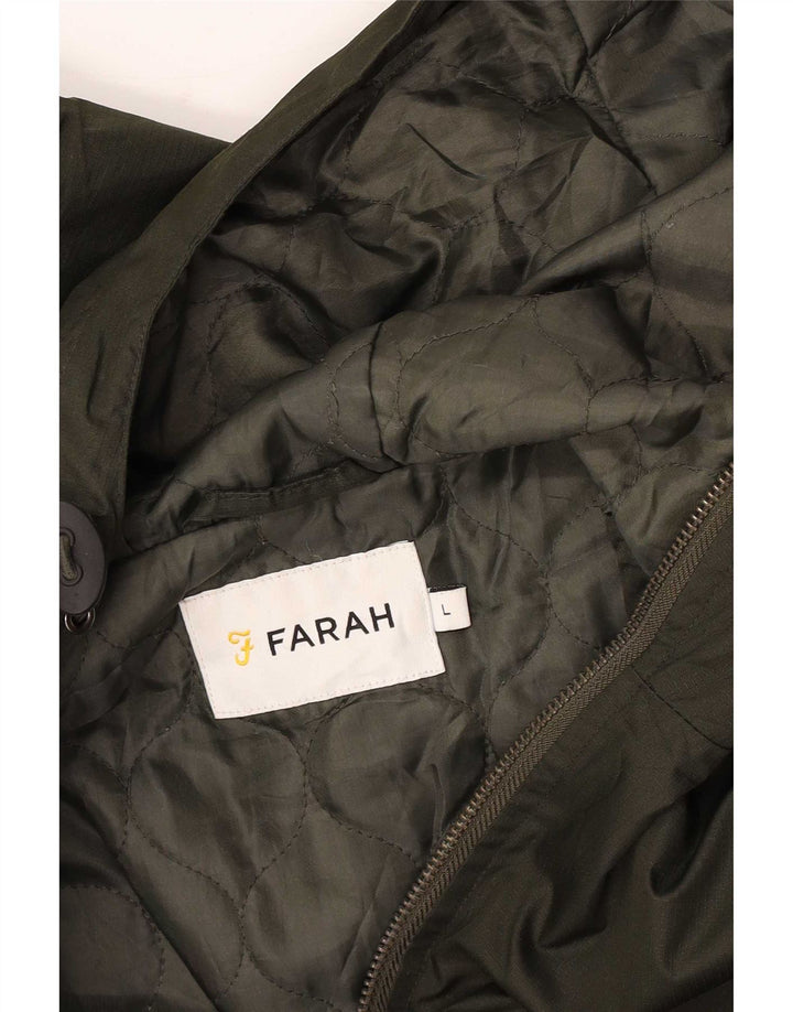 Farah Mens Hooded Rain Jacket UK 40 Large Green