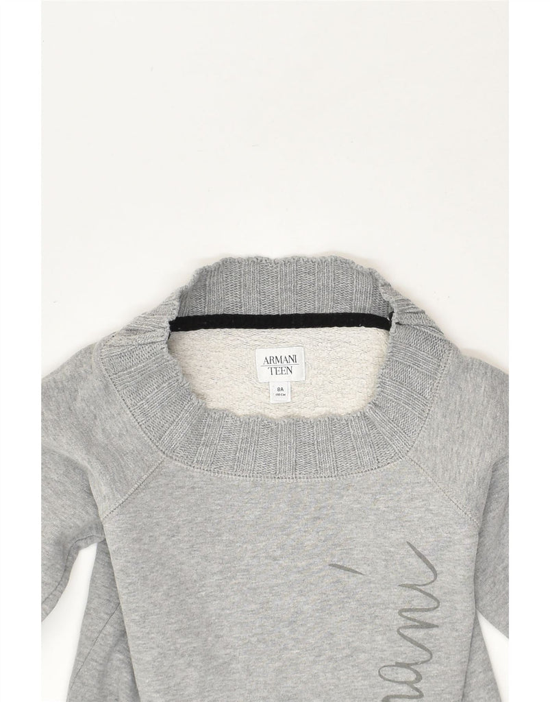 ARMANI Girls Sweatshirt Jumper 7-8 Years Grey Cotton | Vintage Armani | Thrift | Second-Hand Armani | Used Clothing | Messina Hembry 