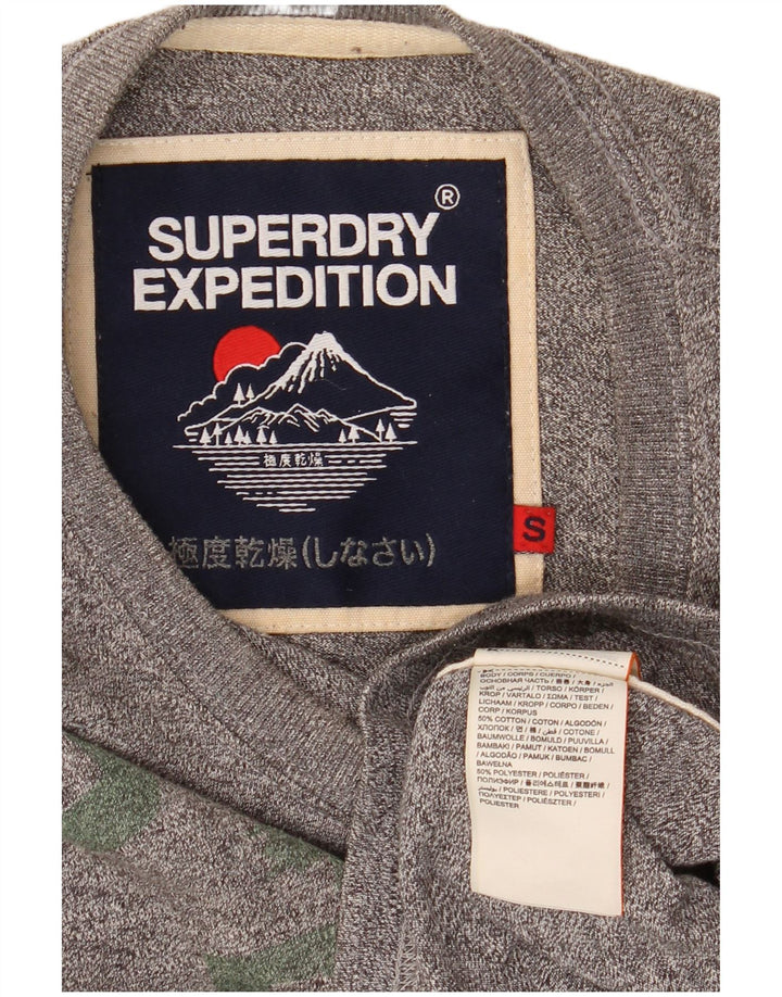 Superdry Mens Graphic T-Shirt Top Small Grey Flecked Cotton