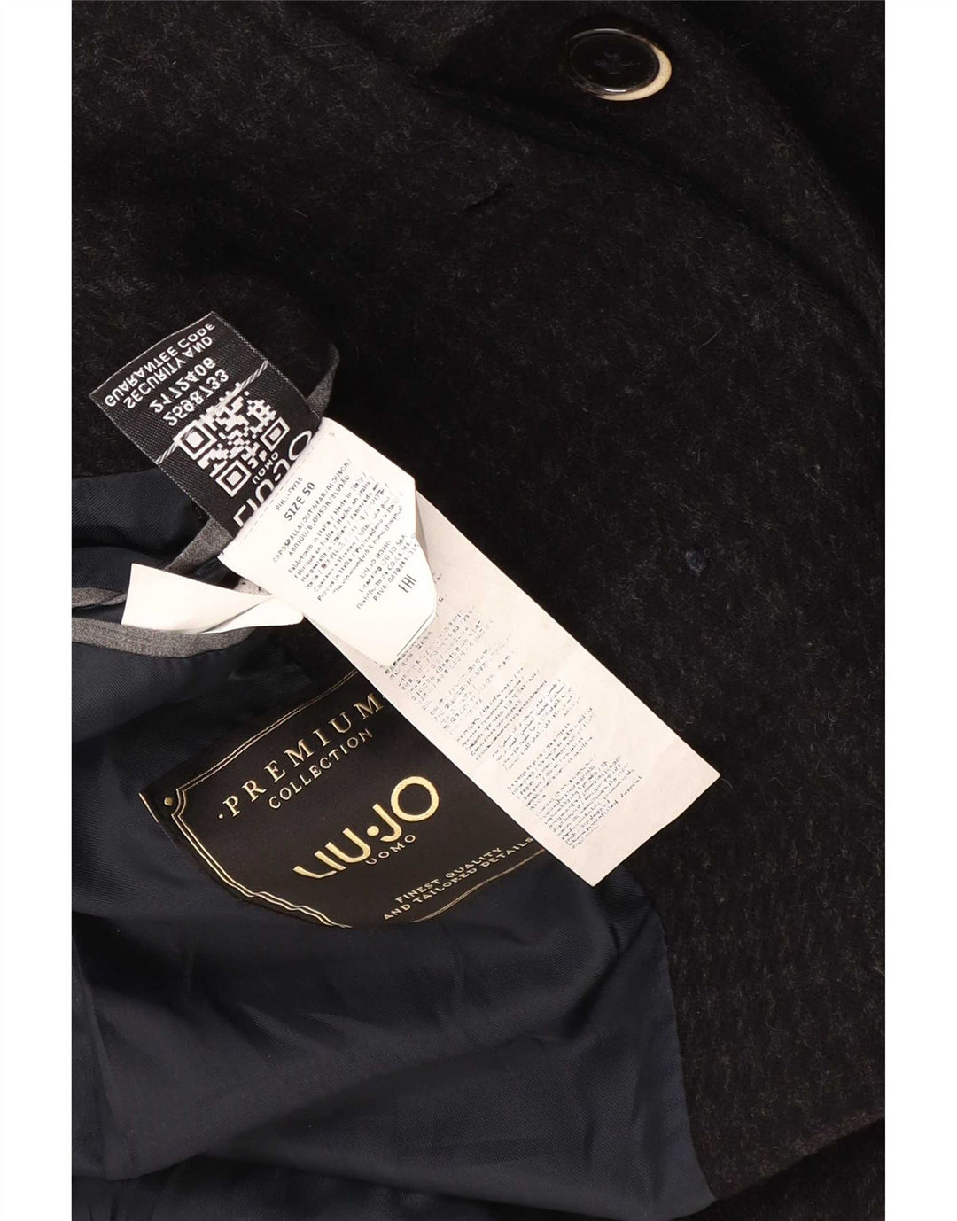Liu Jo Mens Overcoat IT 50 Large Black Houndstooth Wool