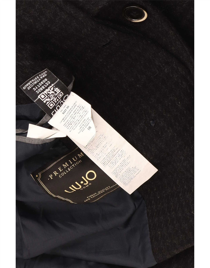Liu Jo Mens Overcoat IT 50 Large Black Houndstooth Wool