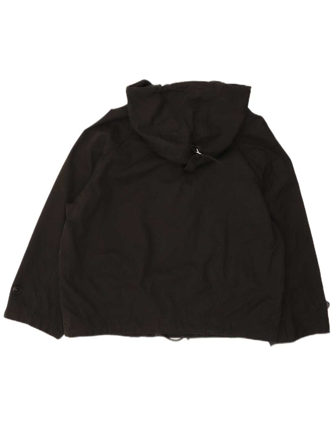 Zara Womens Hooded Oversized Windbreaker Jacket UK 14 Medium Black Cotton