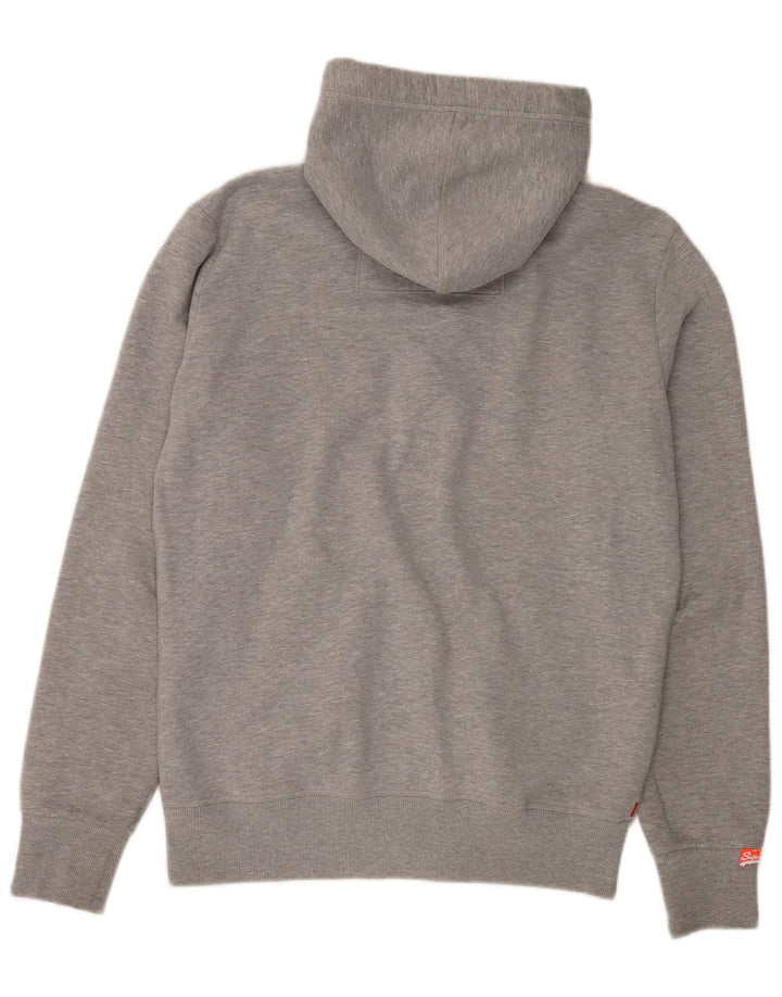 Superdry Mens Zip Hoodie Sweater Large Grey Flecked Cotton