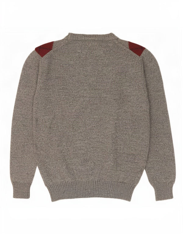 Rodes Mens Crew Neck Jumper Sweater IT 48 Medium Grey Argyle/Diamond