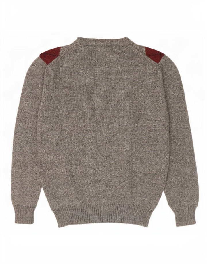 Rodes Mens Crew Neck Jumper Sweater IT 48 Medium Grey Argyle/Diamond
