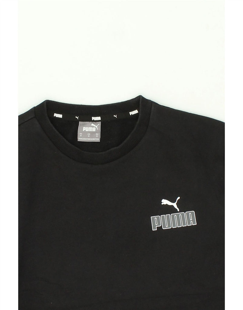 PUMA Mens Graphic Sweatshirt Jumper Medium Black Cotton | Vintage Puma | Thrift | Second-Hand Puma | Used Clothing | Messina Hembry 