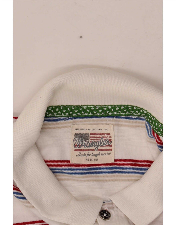 Wrangler Womens Polo Shirt UK 12 Medium White Striped