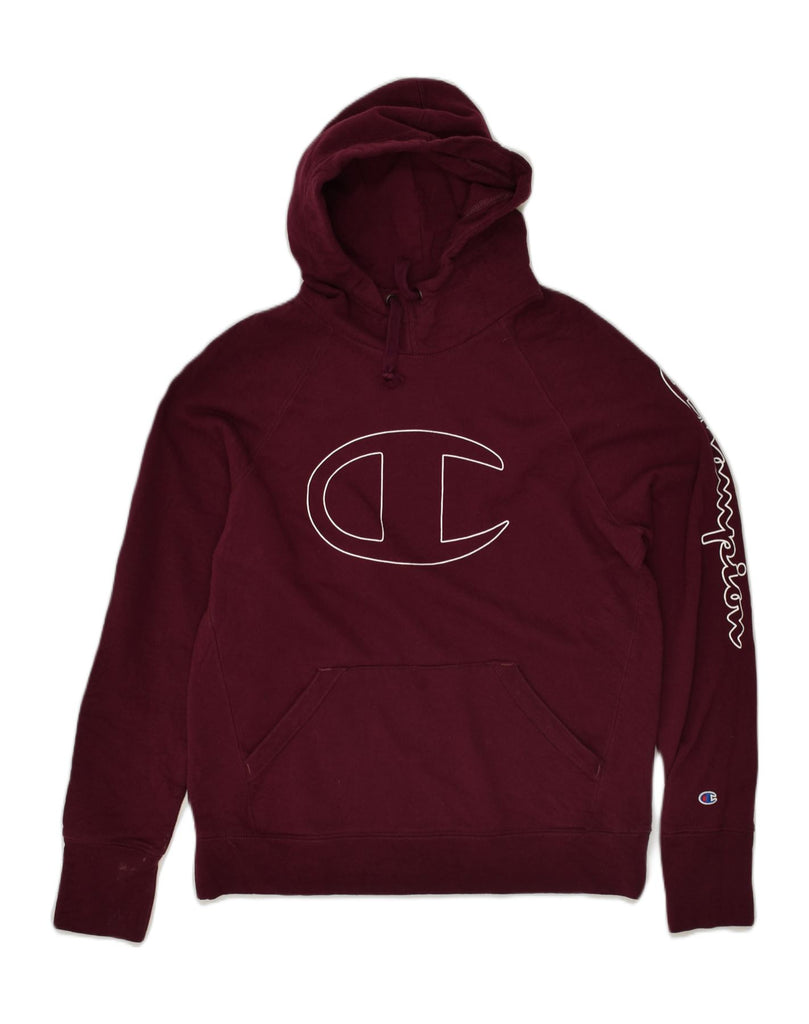 CHAMPION Womens Graphic Hoodie Jumper UK 10 Small Maroon | Vintage Champion | Thrift | Second-Hand Champion | Used Clothing | Messina Hembry 