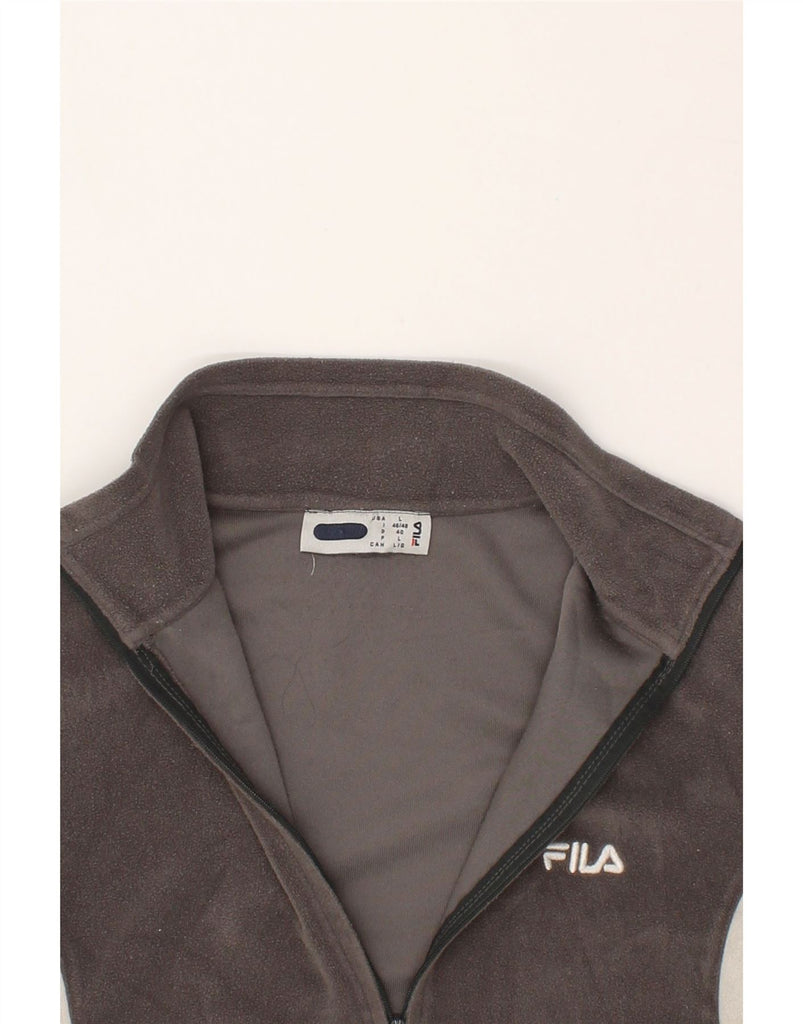 FILA Womens Fleece Jacket UK 16 Large Grey Colourblock Polyester | Vintage Fila | Thrift | Second-Hand Fila | Used Clothing | Messina Hembry 