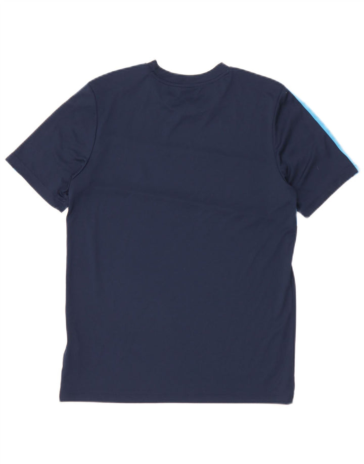 Adidas Boys T-Shirt Top 13-14 Years Navy Blue Colourblock Polyester