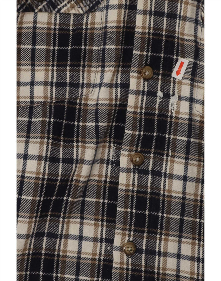 Vintage Mens Flannel Shirt XL Navy Blue Check Cotton