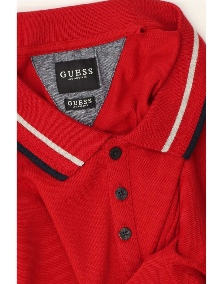 Guess Mens Polo Shirt Large Red Striped