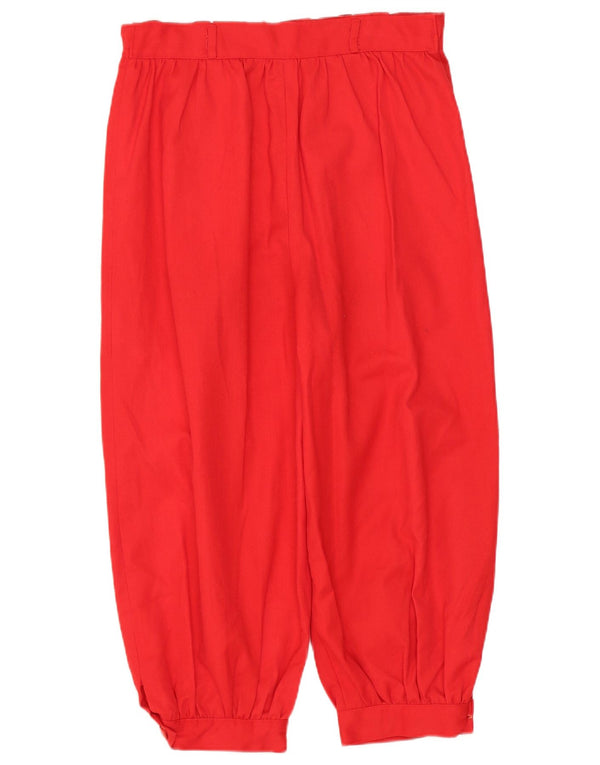 VINTAGE Womens High Waist Pegged Capri Trousers W28 L18 Red Polyester