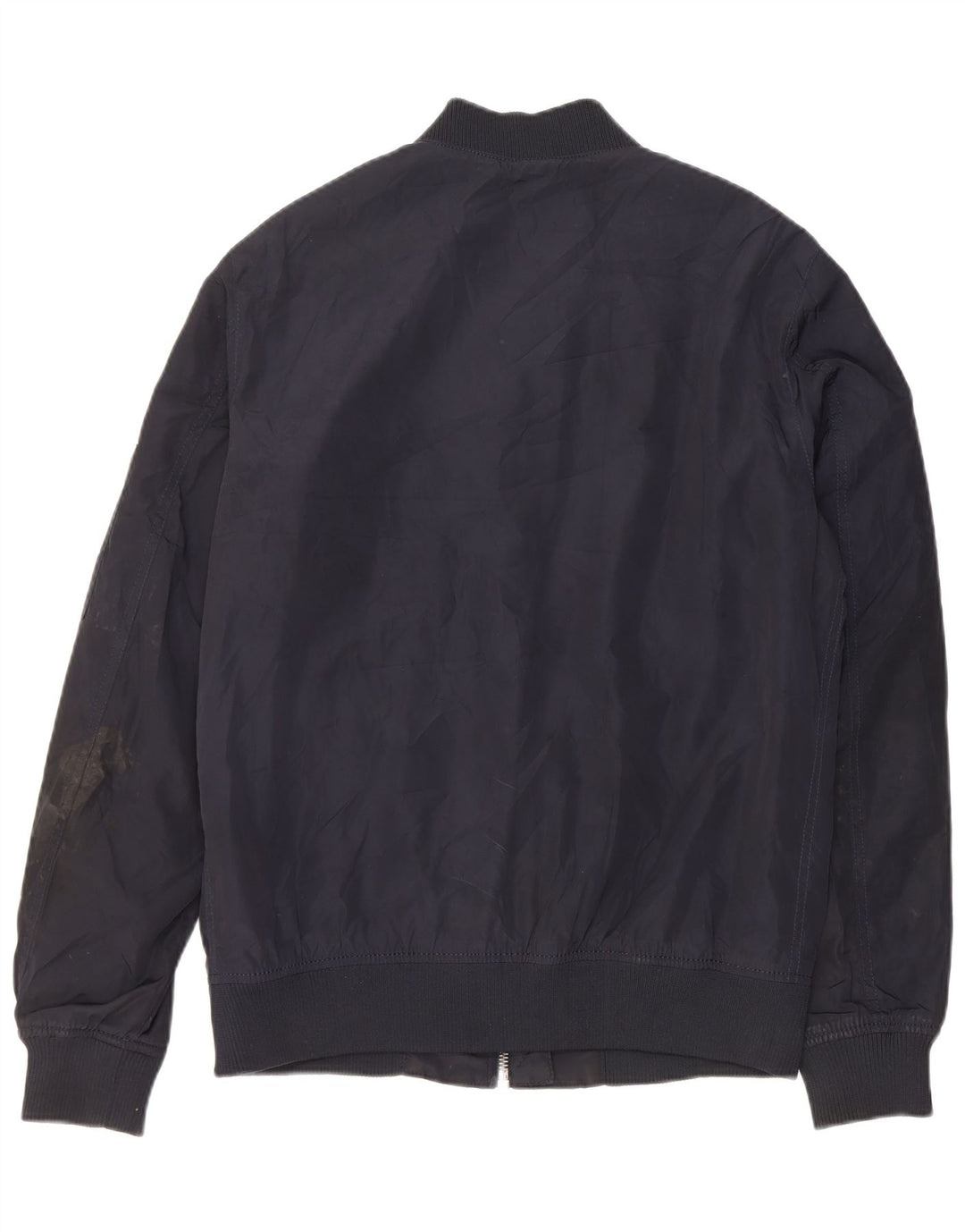 Zara Mens Bomber Jacket UK 40 Large Navy Blue Polyester