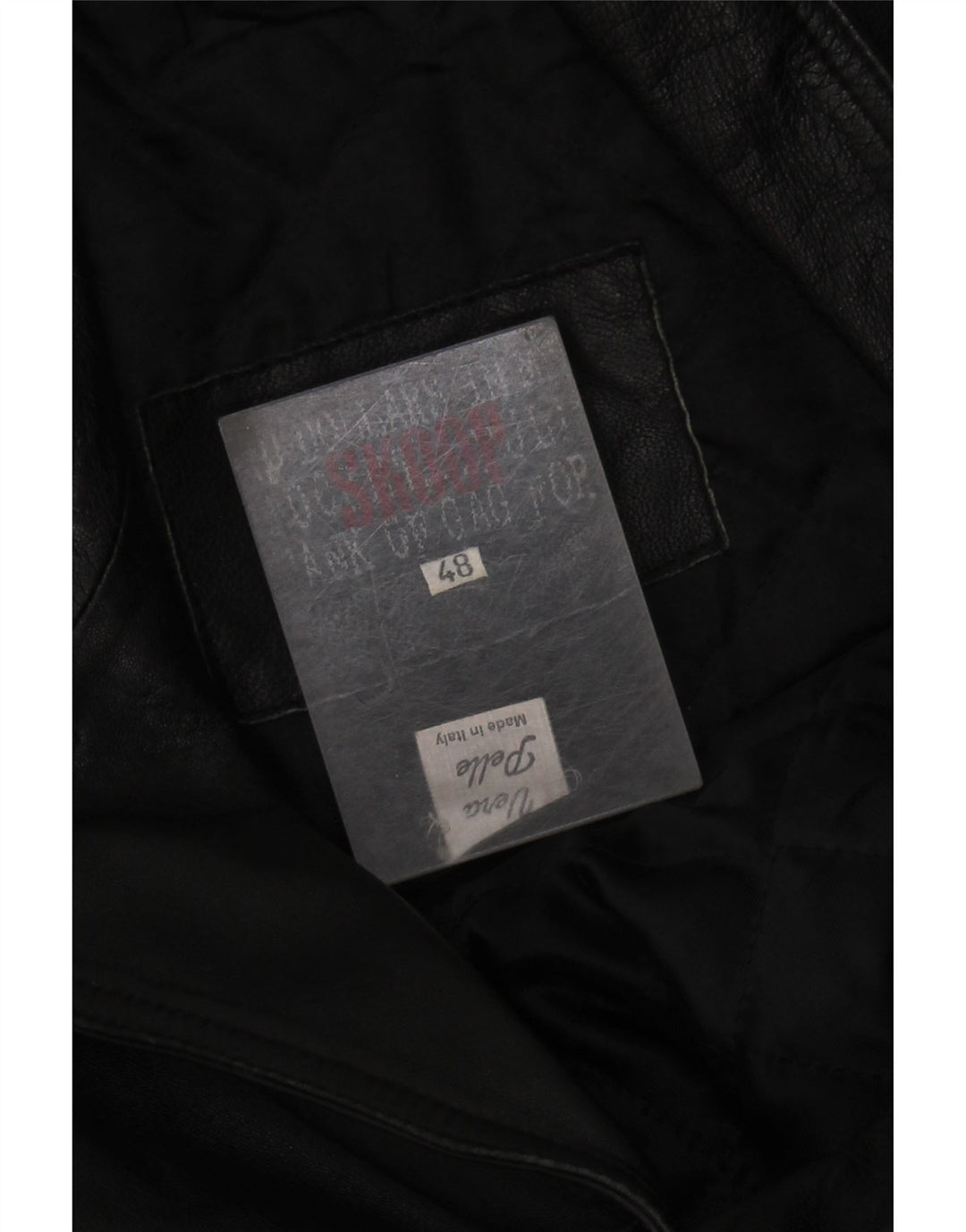 VINTAGE Womens Leather Coat IT 48 XL Black Leather