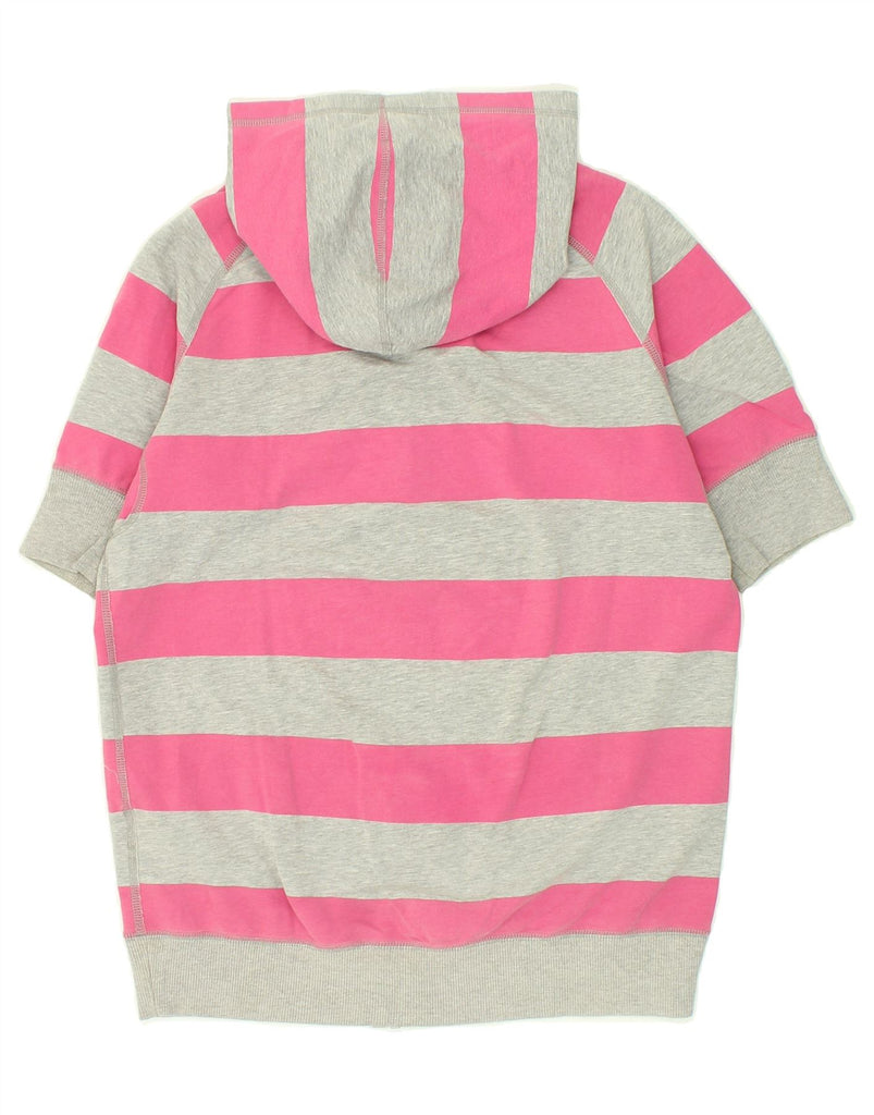 NIKE Womens Short Sleeve Zip Hoodie Sweater UK 10/12 Medium Pink Striped | Vintage Nike | Thrift | Second-Hand Nike | Used Clothing | Messina Hembry 