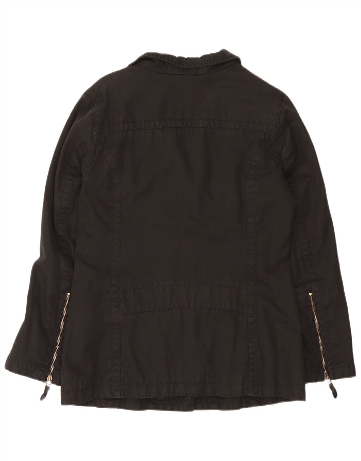 Massimo Dutti Womens Utility Jacket UK 16 Large Black Cotton