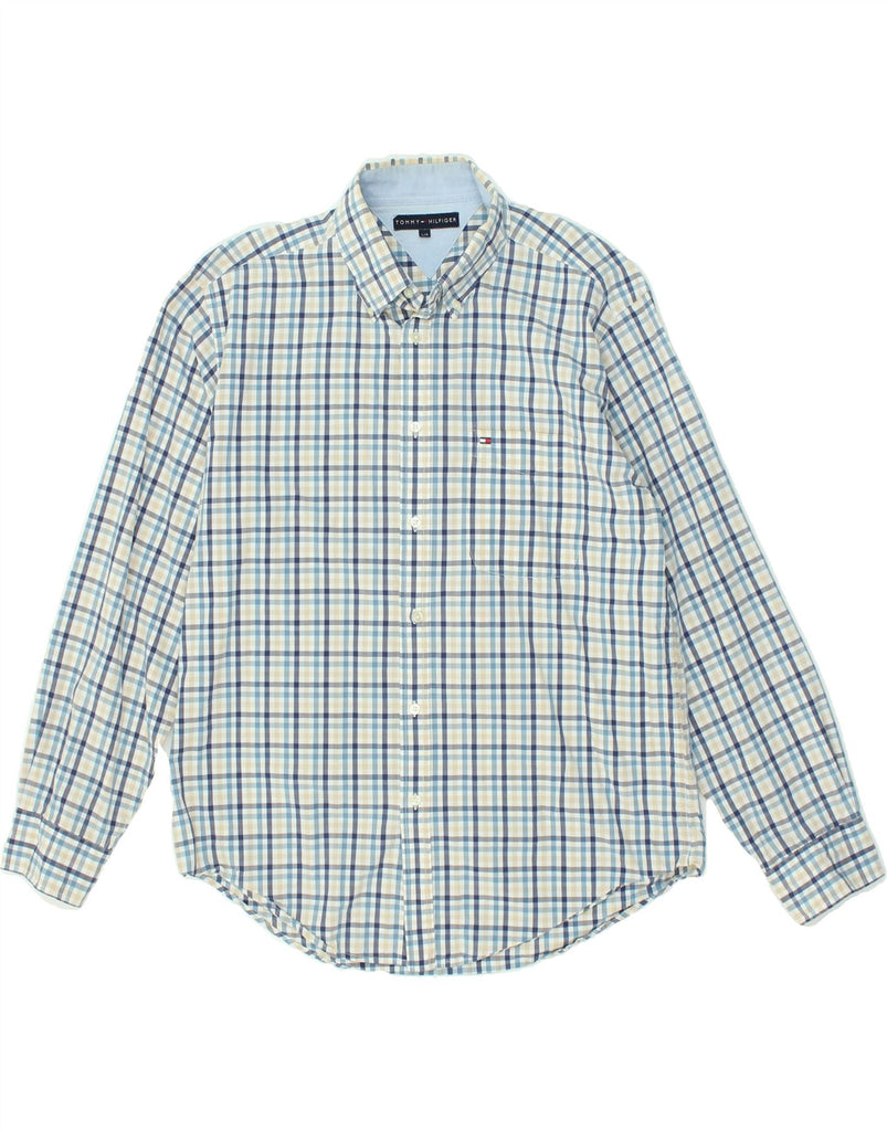 TOMMY HILFIGER Mens Shirt Large Blue Check Cotton | Vintage Tommy Hilfiger | Thrift | Second-Hand Tommy Hilfiger | Used Clothing | Messina Hembry 