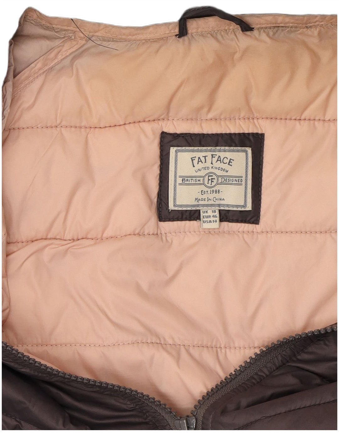 FAT FACE Womens Padded Jacket UK 18 XL  Grey Nylon