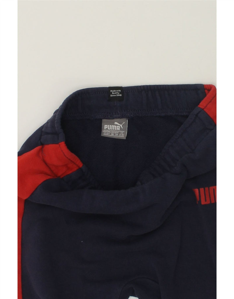 PUMA Boys Tracksuit Trousers Joggers 2-3 Years Navy Blue Colourblock | Vintage Puma | Thrift | Second-Hand Puma | Used Clothing | Messina Hembry 