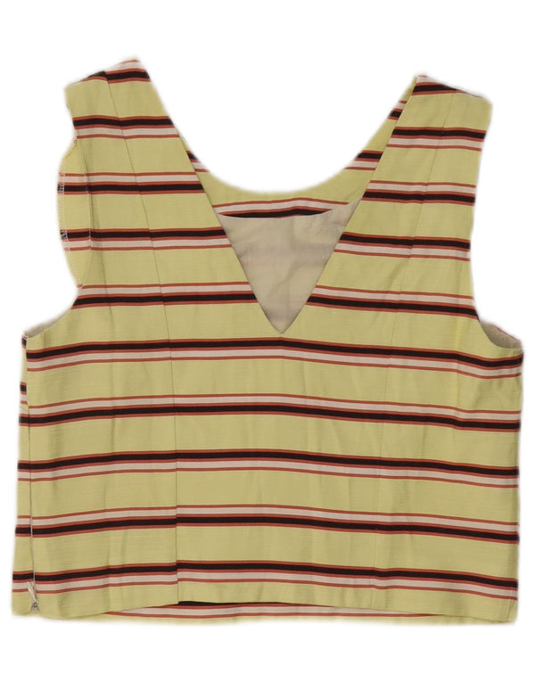 Maison Scotch Womens Sleeveless Crop Top UK 10 Small Yellow Striped