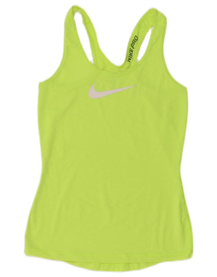 NIKE Womens Graphic Vest Top UK 8 Small Green Synthetic