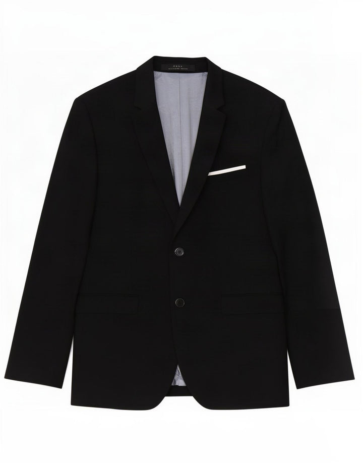 Zara Mens 2 Button Blazer Jacket EU 52 Large Black Viscose