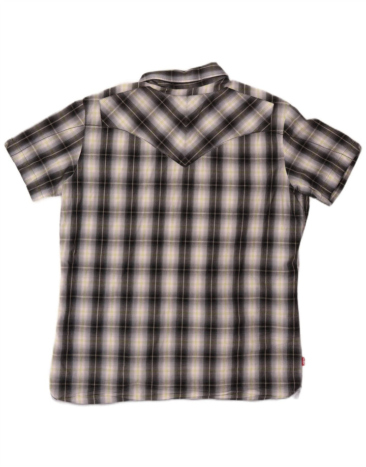 LEVI'S Mens Short Sleeve Shirt 2XL Black Check Cotton