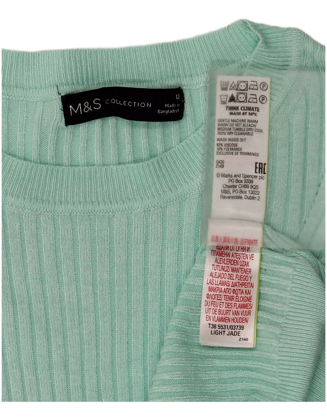 Marks & Spencer Womens Boat Neck Jumper Sweater UK 12 Medium Green