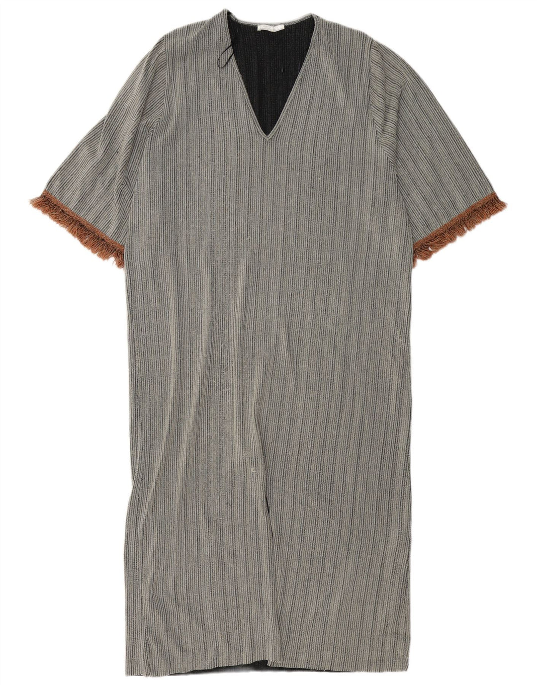 Zara Womens Maxi Oversized Shift Dress UK 10 Small Grey Striped Polyester