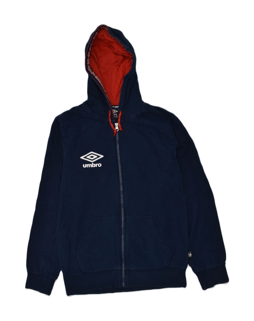 UMBRO Boys Graphic Zip Hoodie Sweater 15-16 Years 2XL Navy Blue Cotton | Vintage Umbro | Thrift | Second-Hand Umbro | Used Clothing | Messina Hembry 