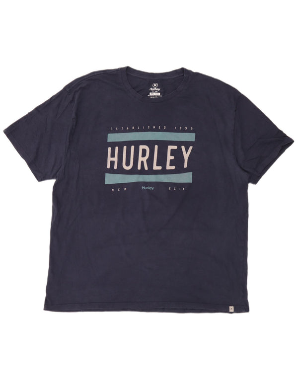 Hurley Mens Graphic T-Shirt Top 2XL Navy Blue Cotton