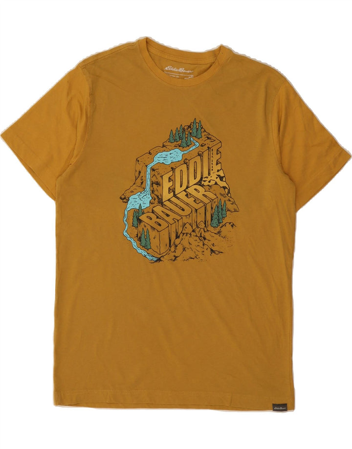 EDDIE BAUER Mens Graphic T-Shirt Top Small Yellow Cotton Vintage Eddie Bauer and Second-Hand Eddie Bauer from Messina Hembry 