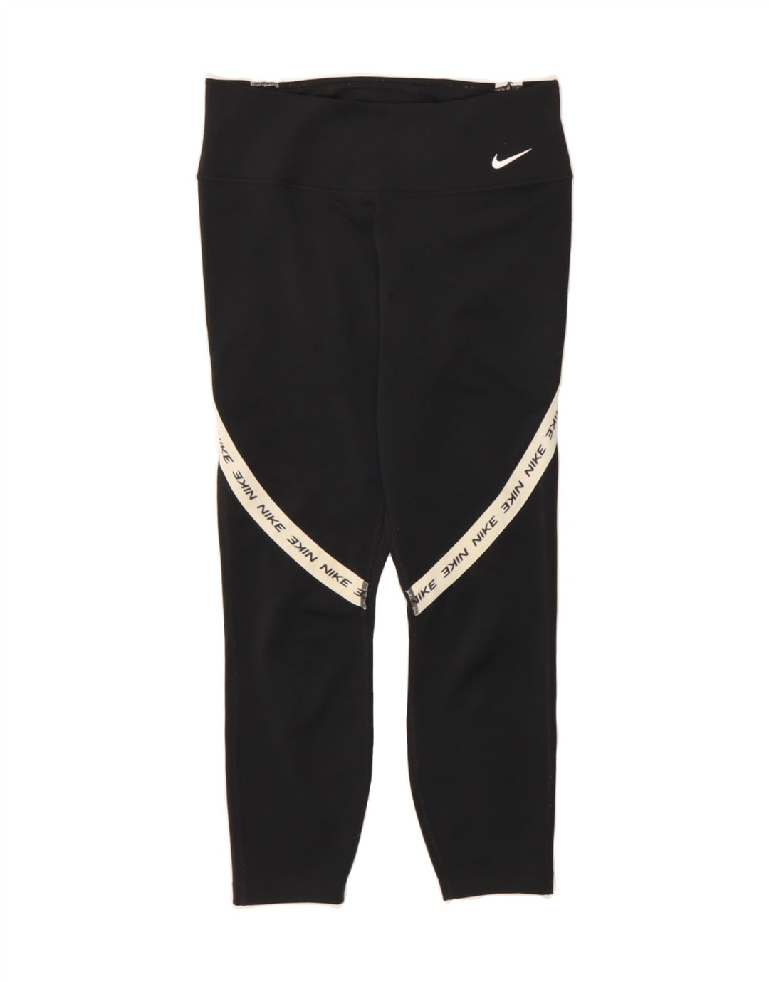 NIKE Womens Dri Fit Graphic Capri Leggings UK 12 Medium  Black Vintage Nike and Second-Hand Nike from Messina Hembry 