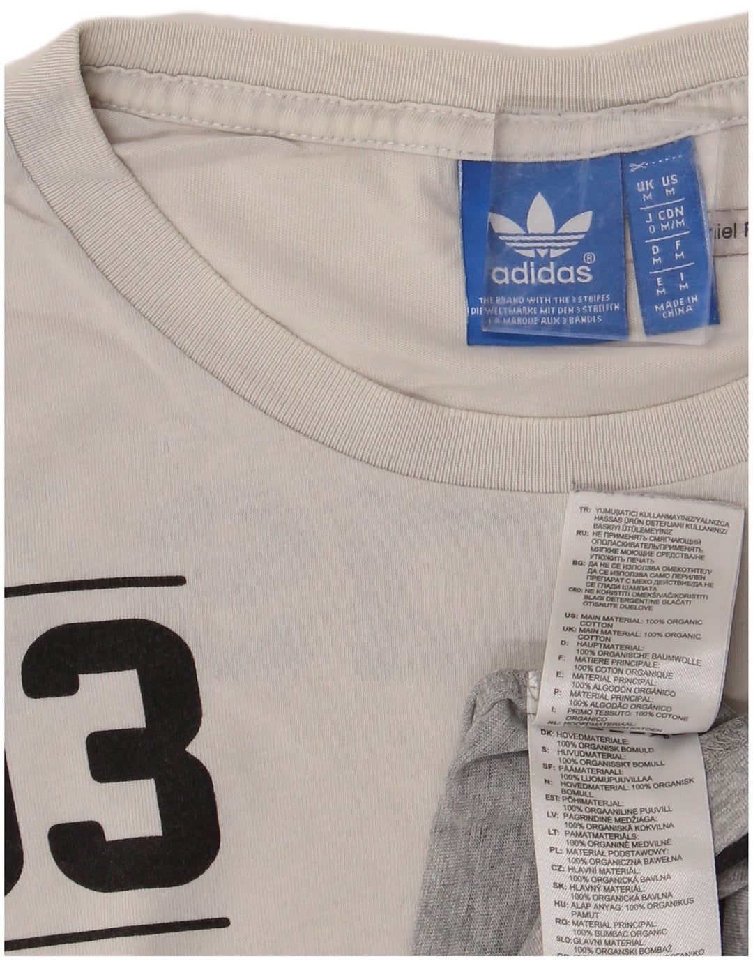 ADIDAS Mens Originals Graphic T-Shirt Top Medium Grey Colourblock Cotton