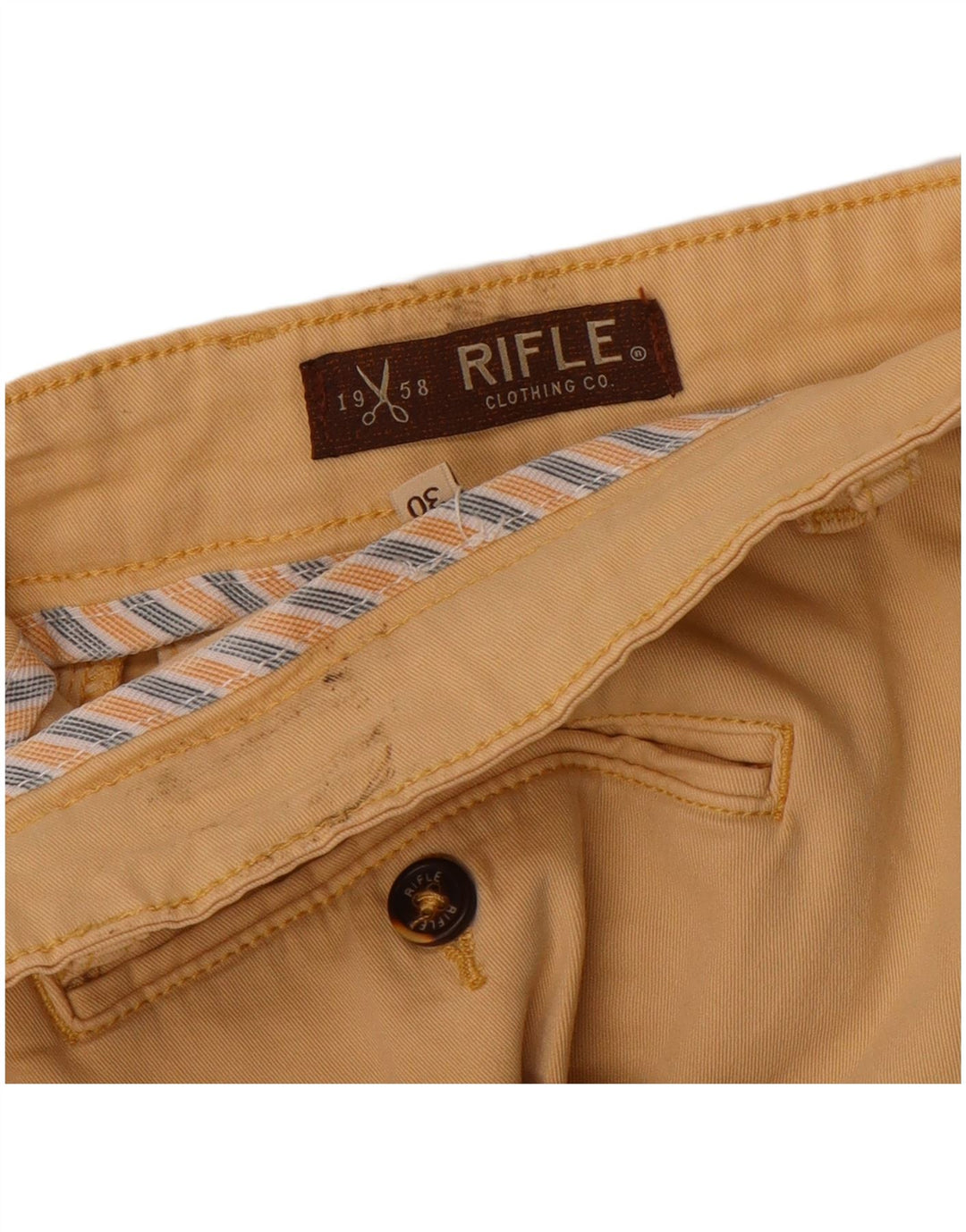 Rifle Mens Chino Shorts W30 Medium Beige