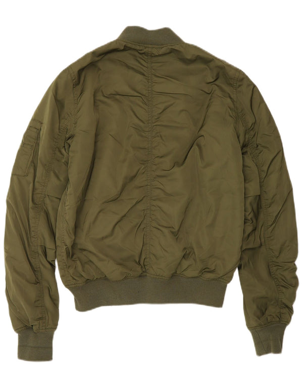 Topshop Womens Padded Bomber Jacket UK 8 Small Green Polyester
